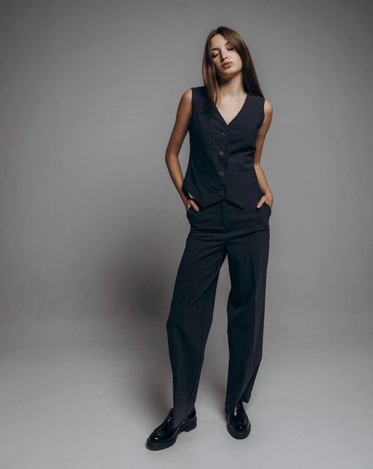 Wool high-rise trousers