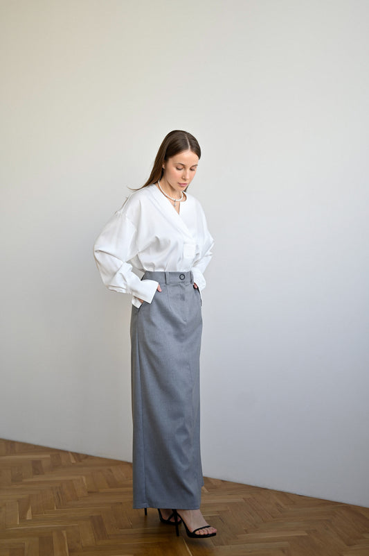 A-line midi skirt with back slit