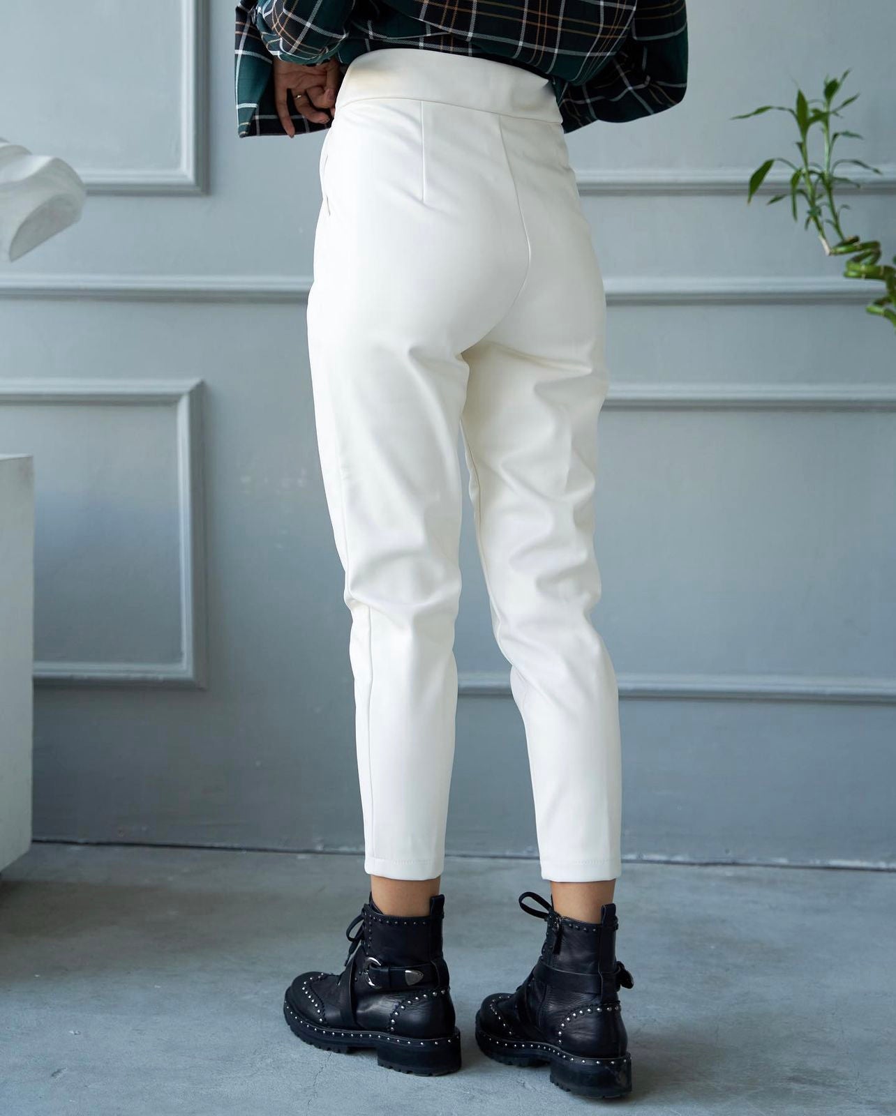 Eco leather trousers with buttons